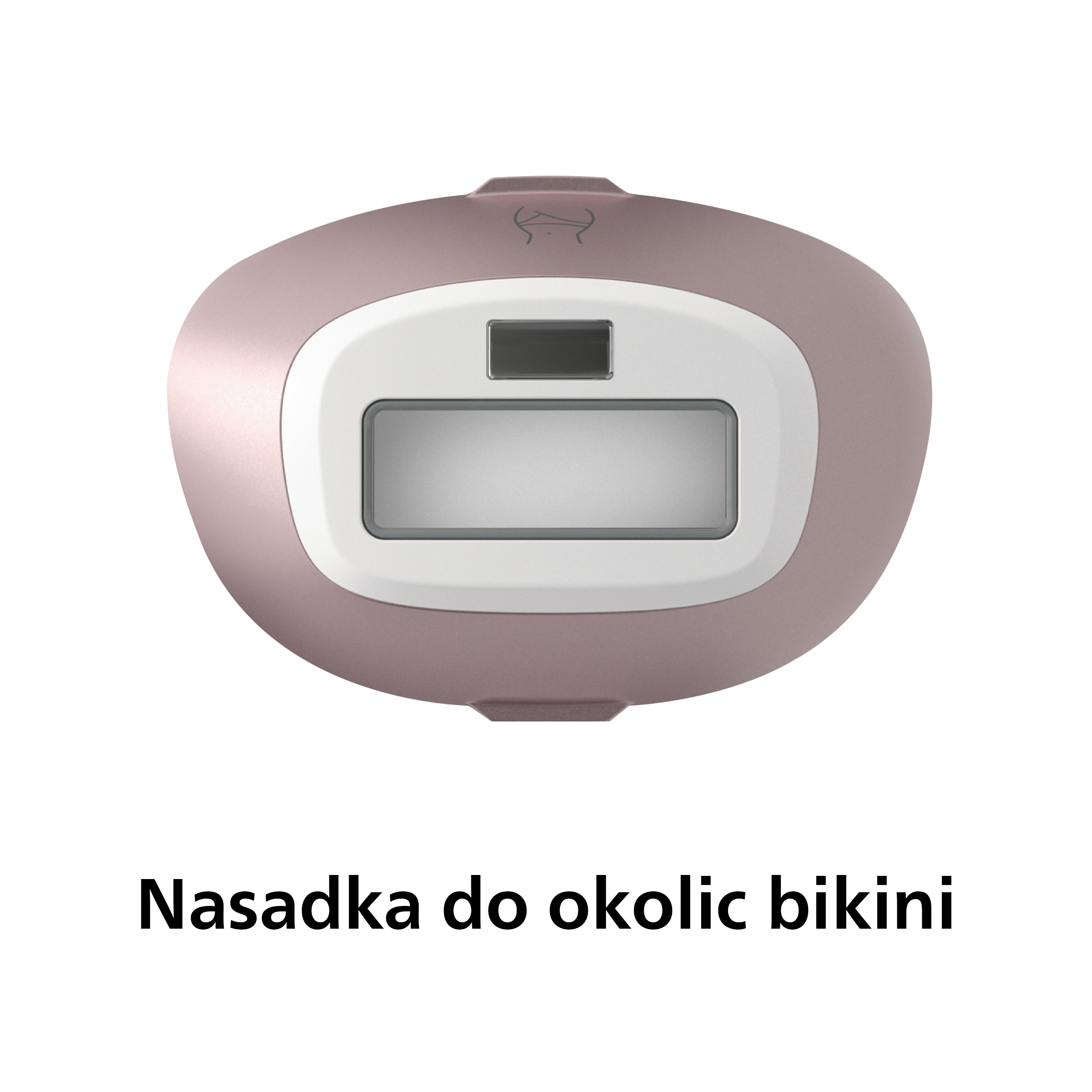 Różowe urządzenie do usuwania włosów, z białym ekranem i tekstem.