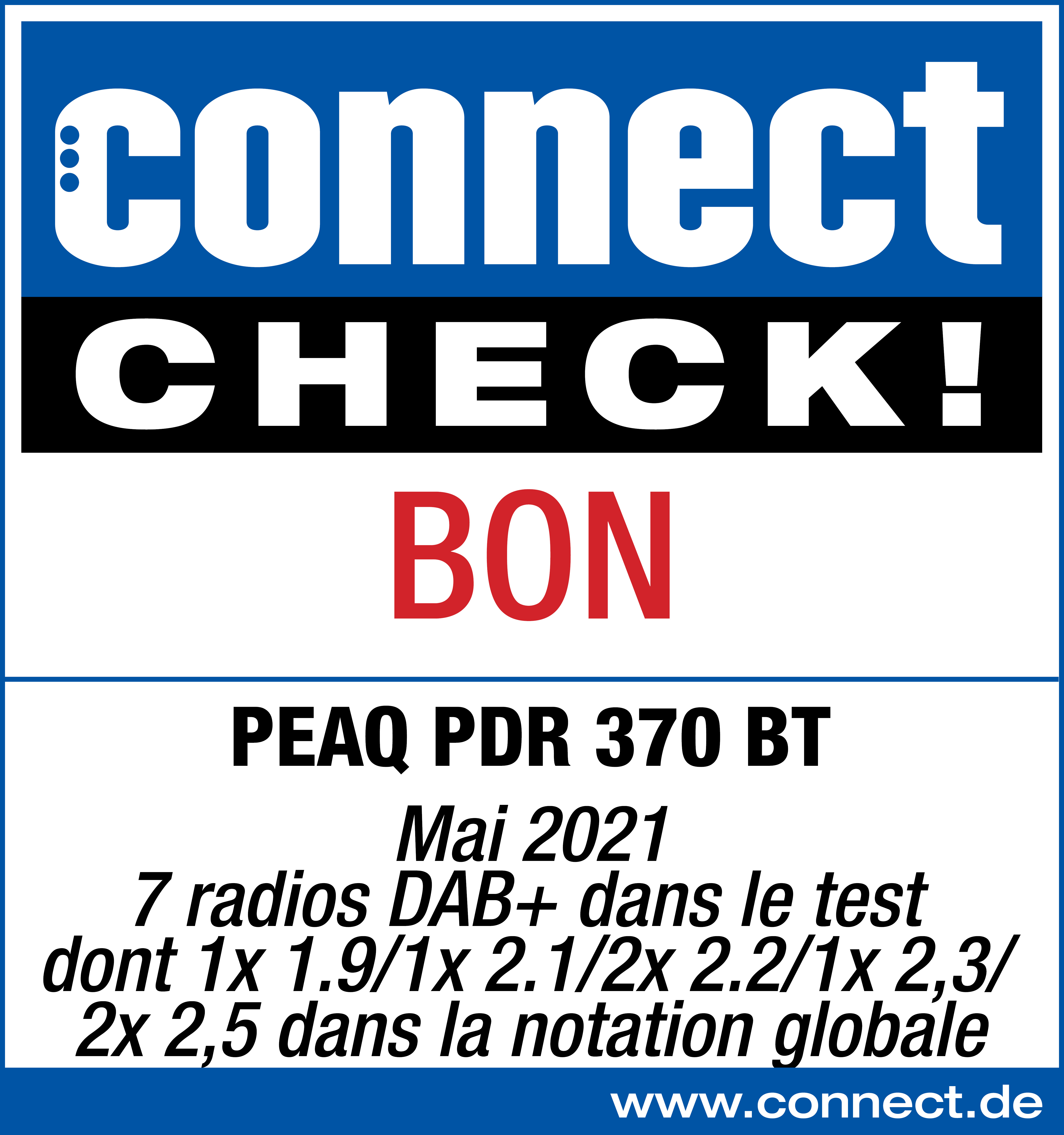 Connect Check BON : PEAQ PDR 370 BT, Mai 2021, 7 radios DAB+ en test.