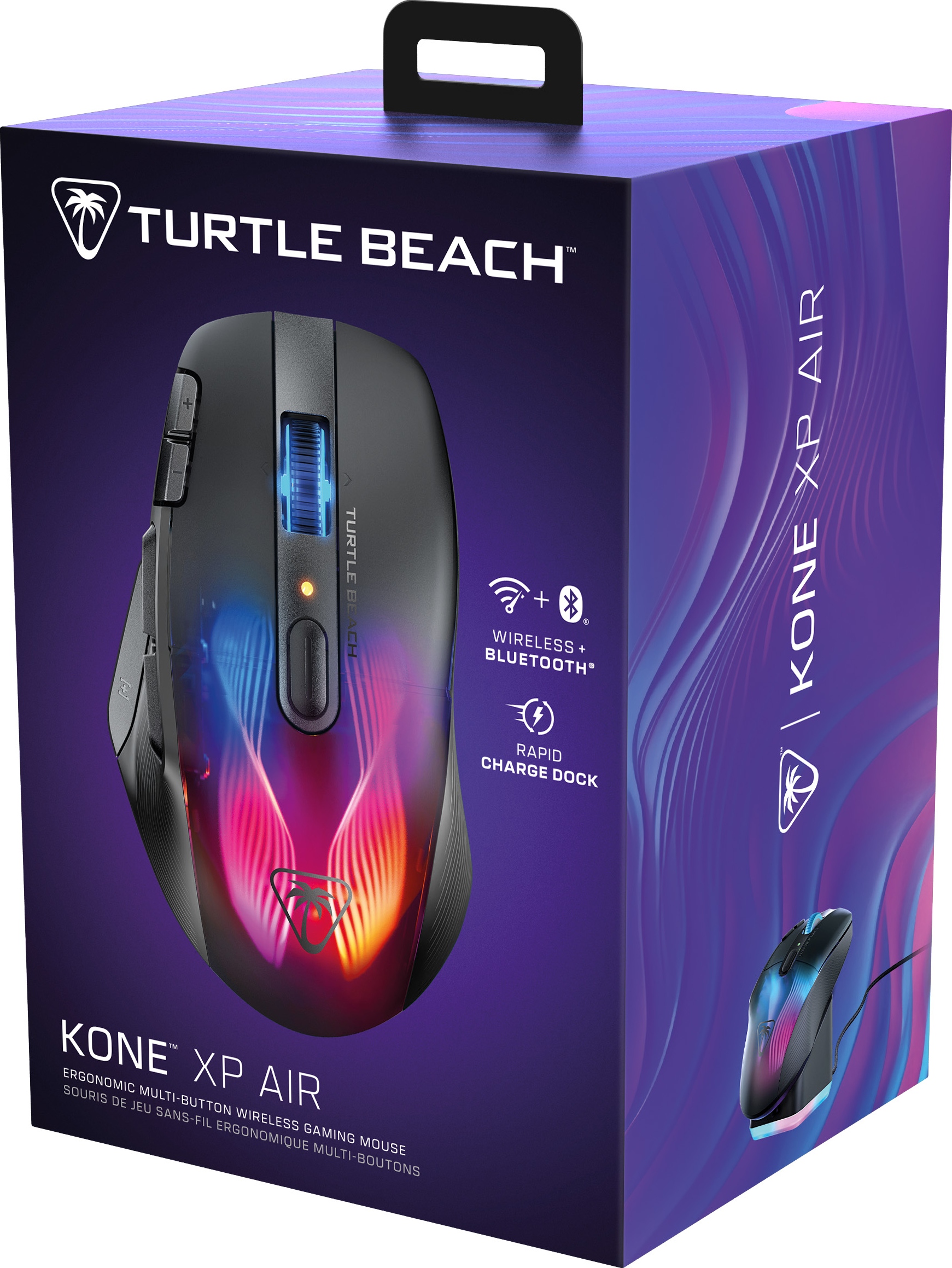 Eine Gaming-Maus, Verpackung und ein Bild der Maus.