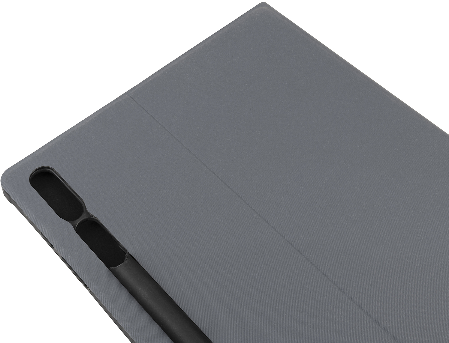 Nahaufnahme eines grauen Tablets mit einem Stift, der in die Seite gesteckt ist.