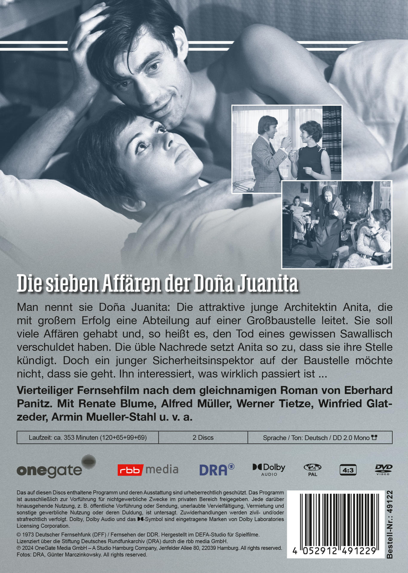 DVD-Rückseite mit Text und kleinen Bildern von Charakteren.