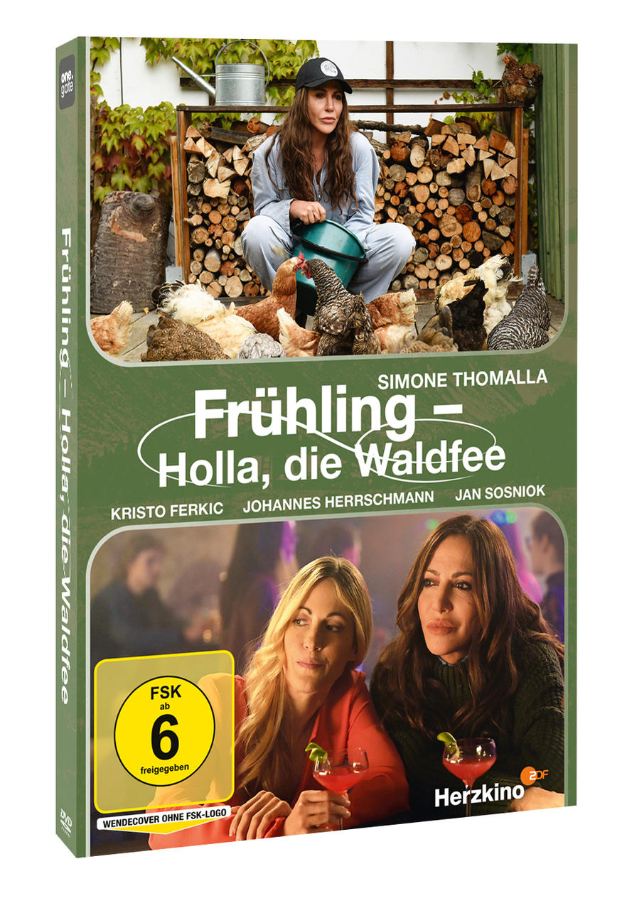 DVD-Box eines Films, mit zwei Frauen unten und einer Frau mit Hühnern oben.