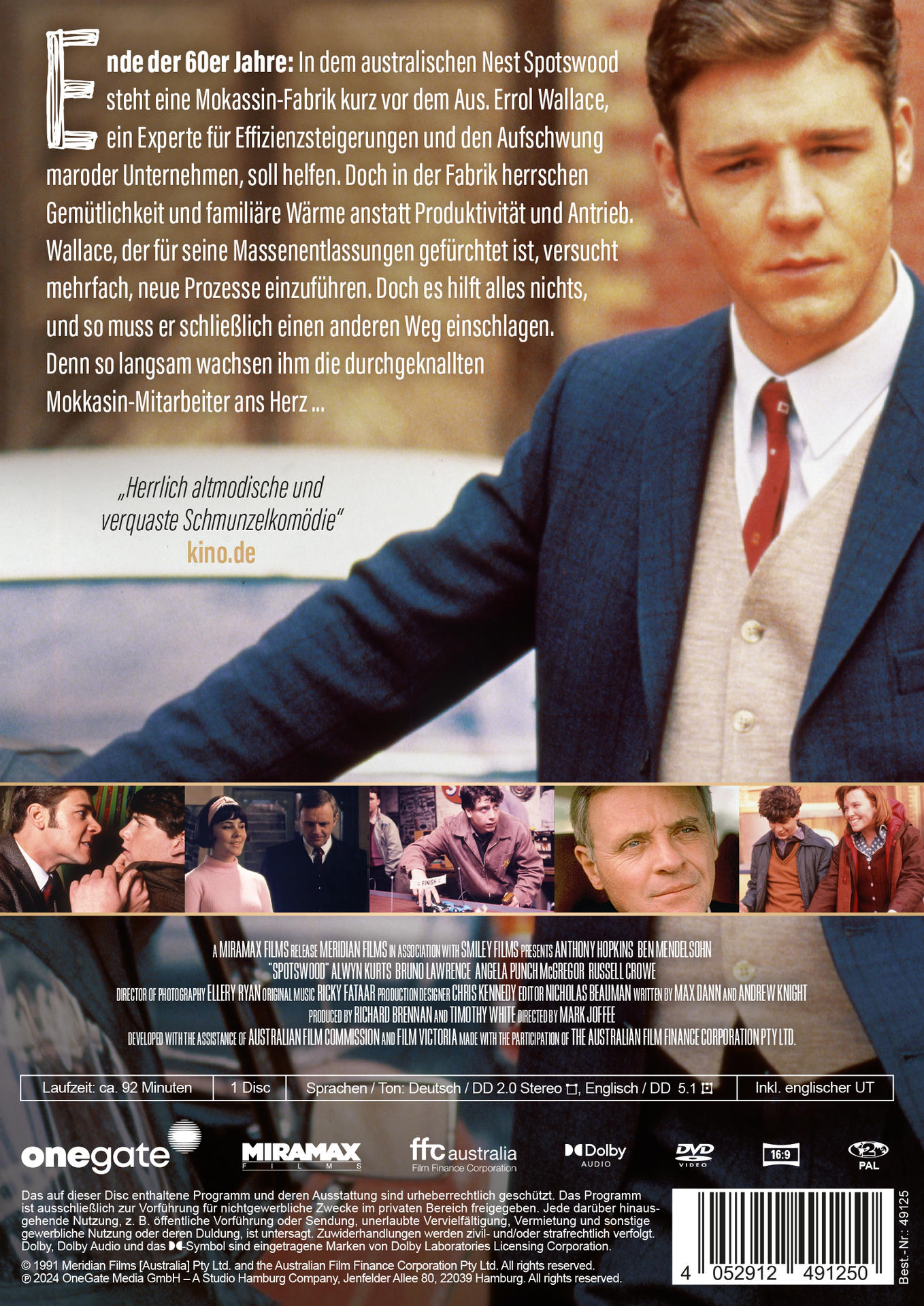Filmcover mit Russell Crowe, Text auf Deutsch und Bildern der Darsteller.