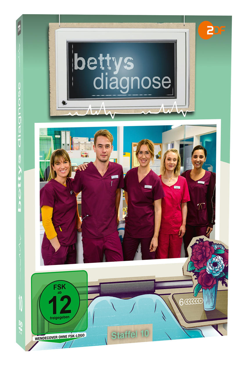 Ein DVD-Cover für Bettys Diagnose mit einer Gruppe von Ärzten in OP-Kleidung.