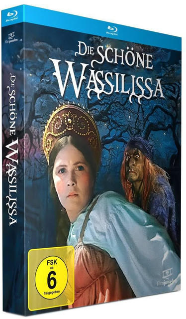 Eine DVD-Hülle mit dem Film 'Die schöne Wassilissa' mit einer Frau und einem Monster.