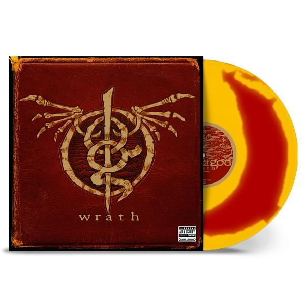 Albumcover: 'Wrath' von Godsmack, rote und gelbe Vinyl-Schallplatte mit Parental Advisory.