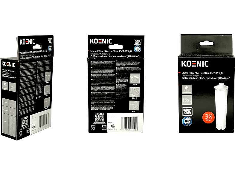 KOENIC KWF-003-JB 3er Pack Wasserfilter für Jura Blue Kaffeevollautomaten Weiß