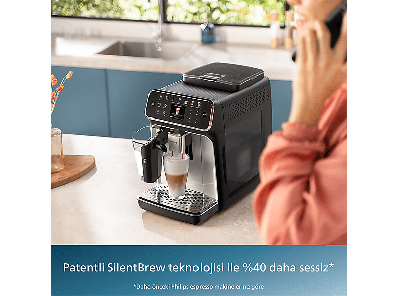 PHILIPS EP4446/70 Tam Otomatik Espresso Makinesi Krom Siyah Fiyat