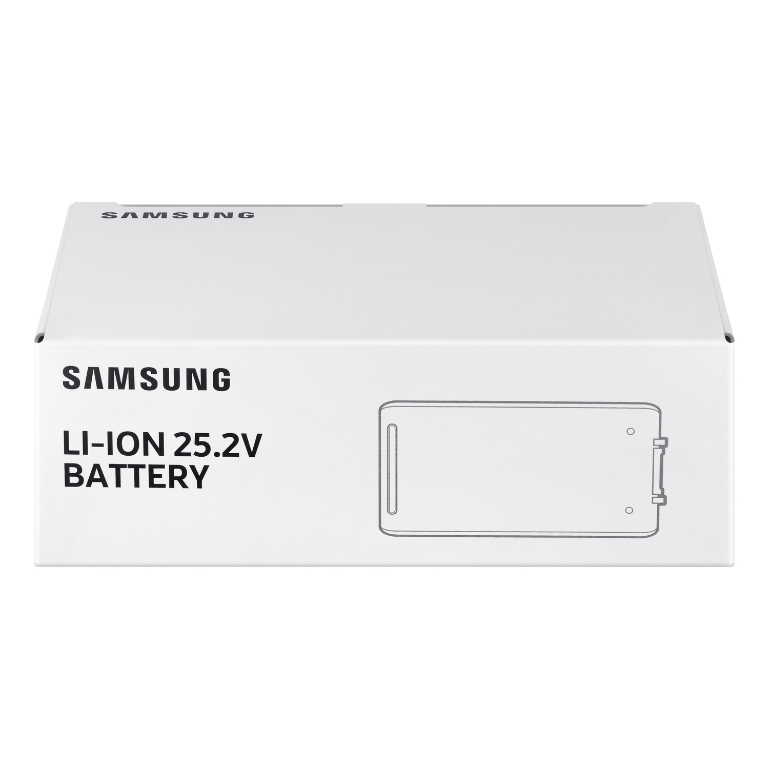 A white box with a battery image and the Samsung logo.