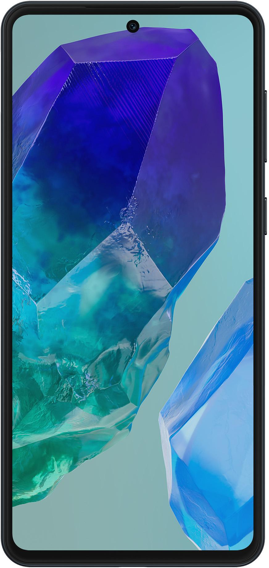 Ekran smartfona z niebieskim kryształowym wzorem.