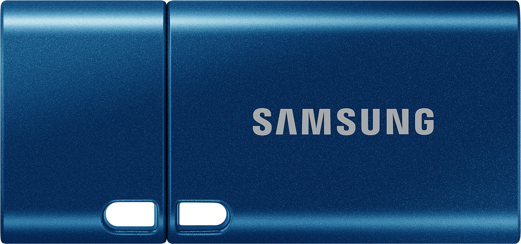 Kék Samsung külső merevlemez, a márkanév látható a felületen.