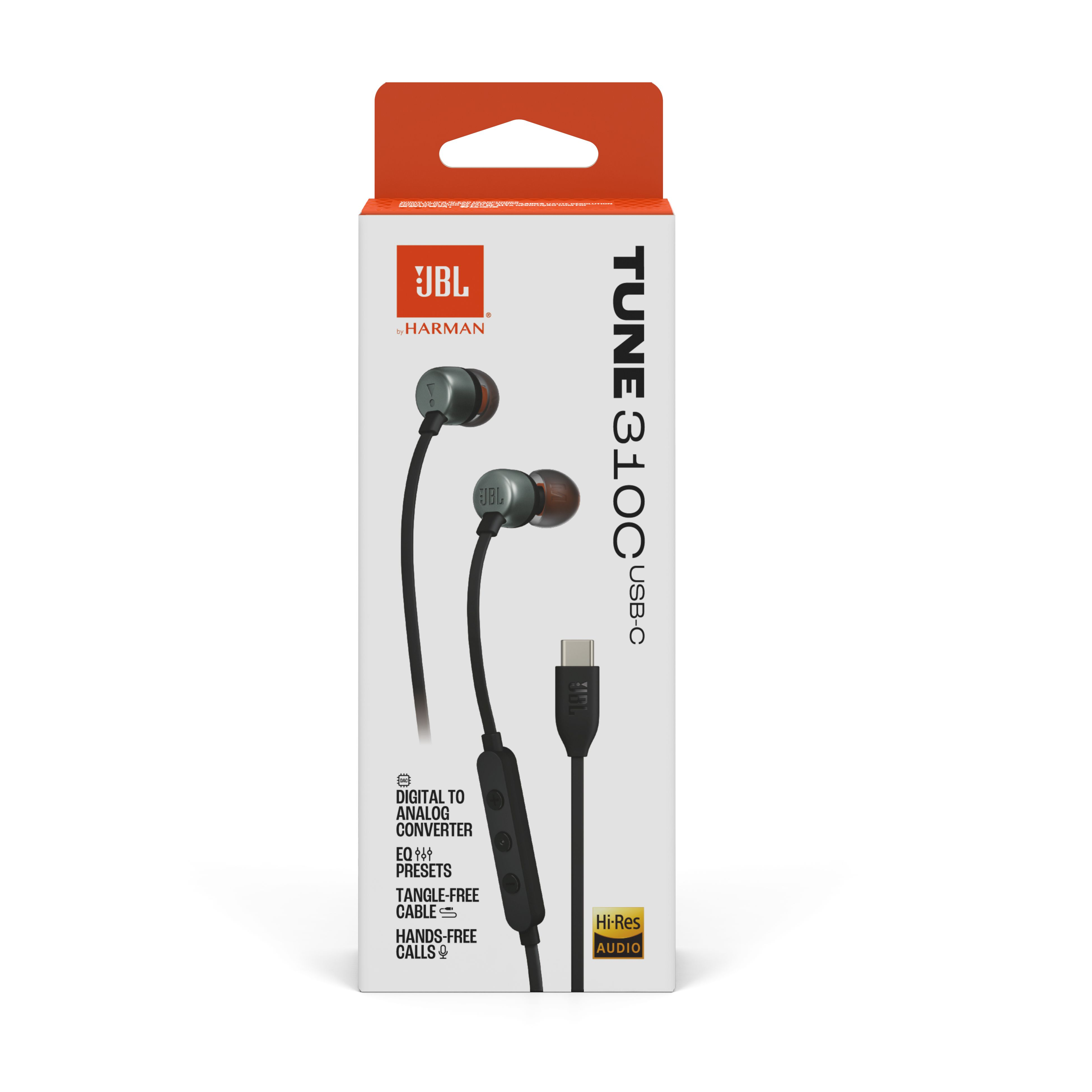 JBL kulaklıklar, kutuda metin: TUNE 310C USB-C ve Hi-Res Audio.