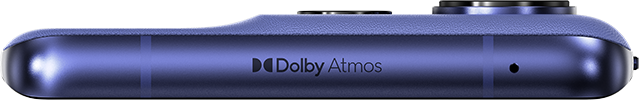 Egy kék telefon alsó széle a Dolby Atmos logóval.