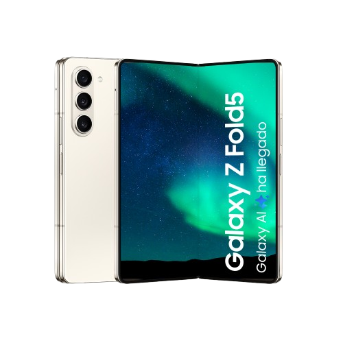 Smartphone plegable con una pantalla que muestra un paisaje.