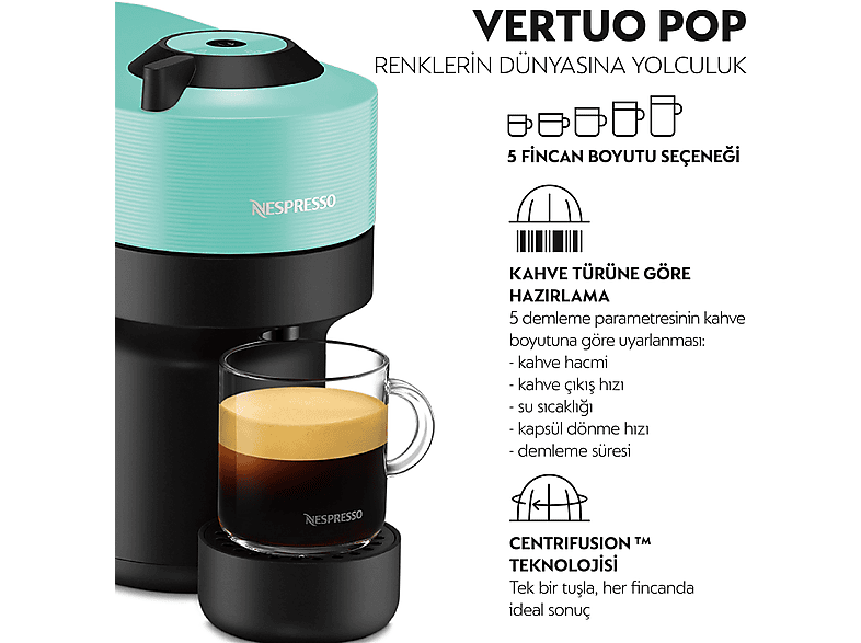 NESPRESSO Vertuo Pop Kapsüllü Kahve Makinesi Su Yeşili_1