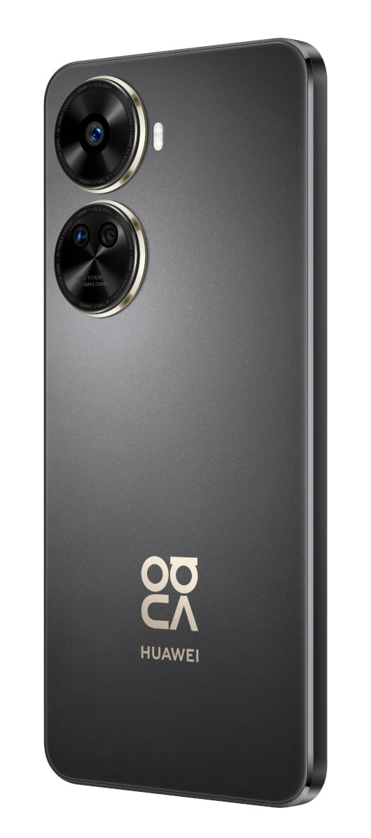 Zbliżenie czarnego telefonu z wieloma aparatami.