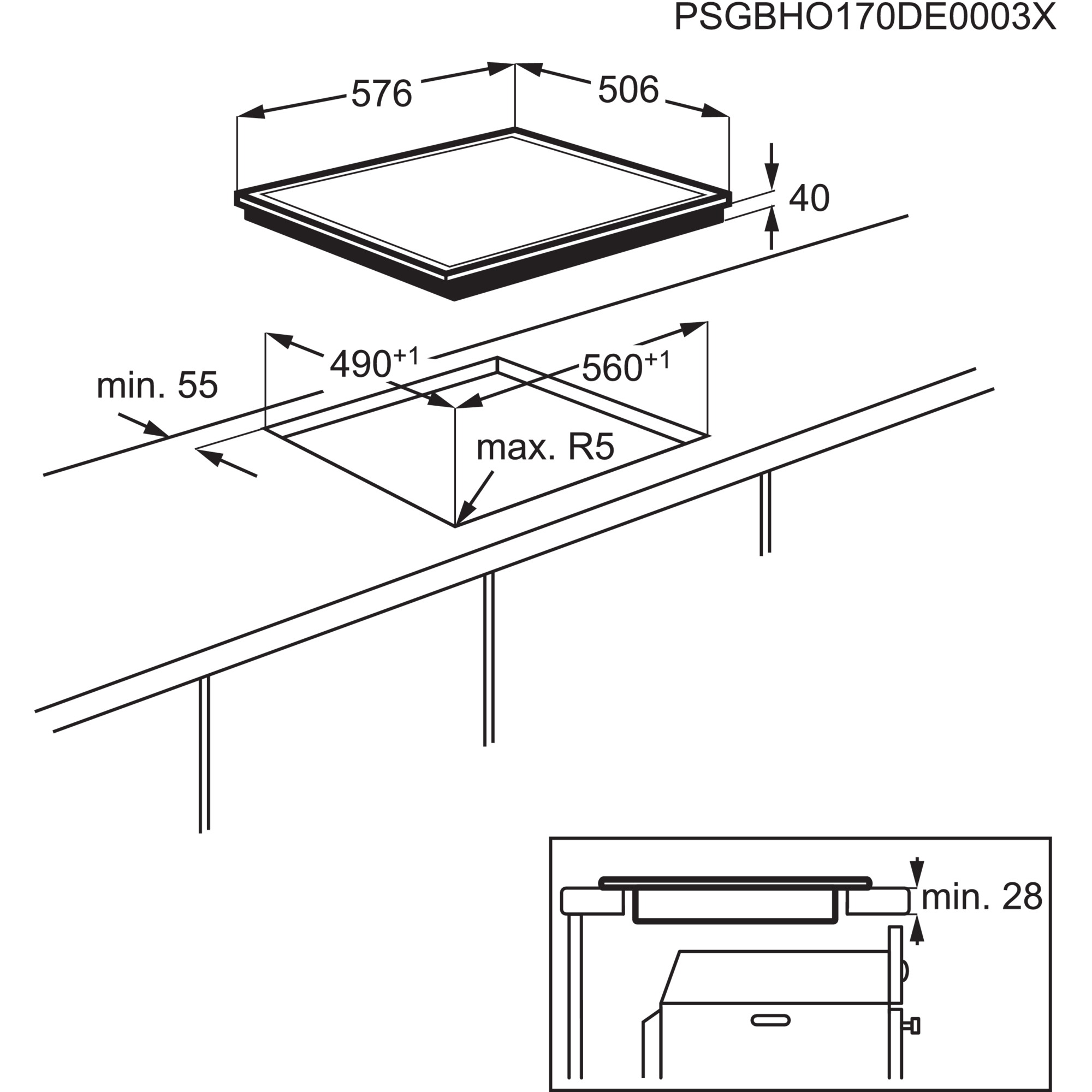ELECTROLUX 949 596 659 Kochfeld (576 mm breit, 4 x Kochfelder)