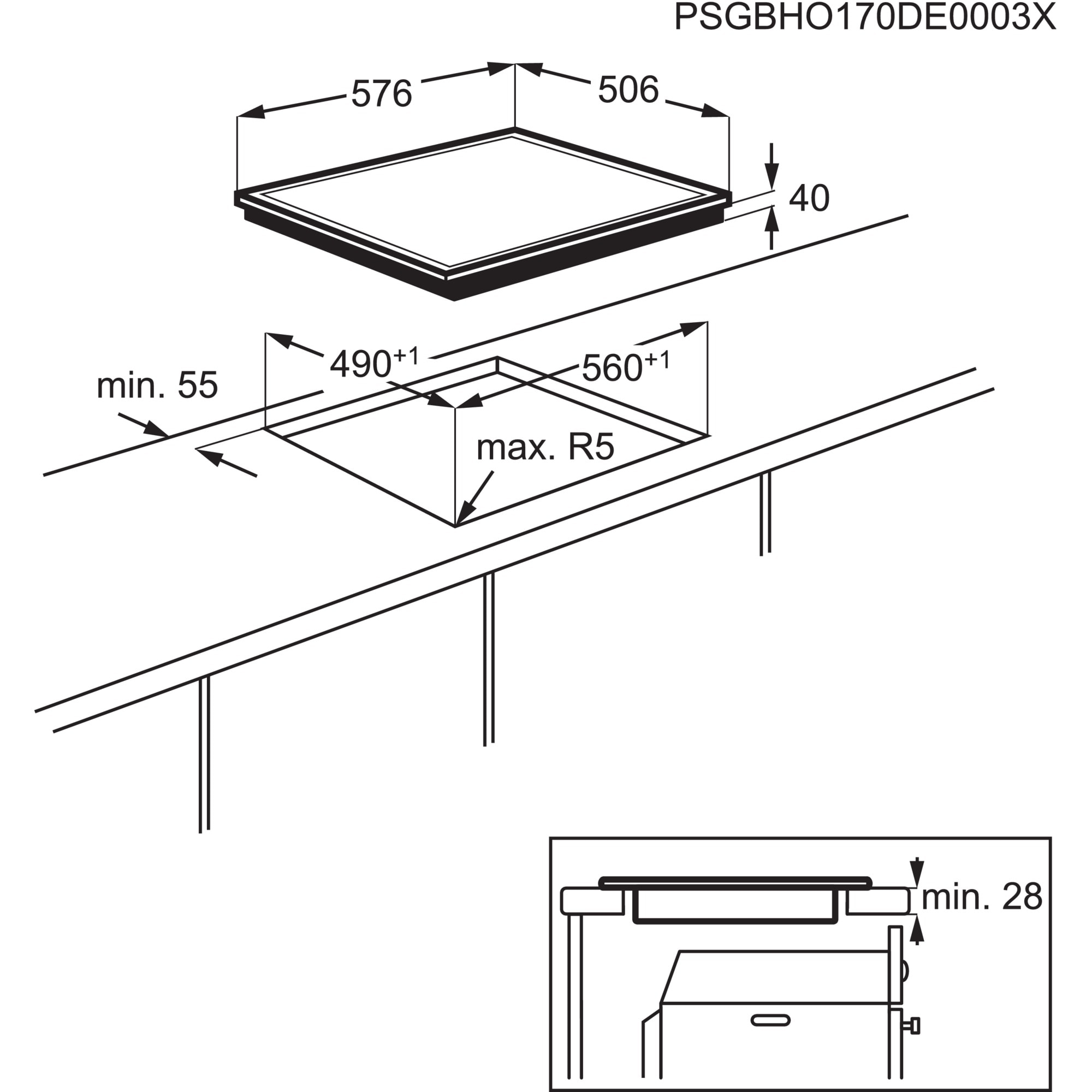 ELECTROLUX 949 596 659 Kochfeld (576 mm breit, 4 x Kochfelder)