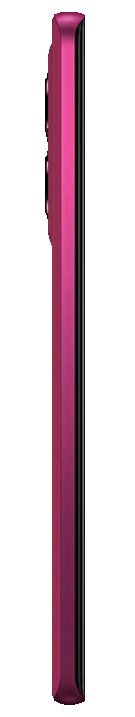 Boczny widok magenta smartfona z przyciskami.