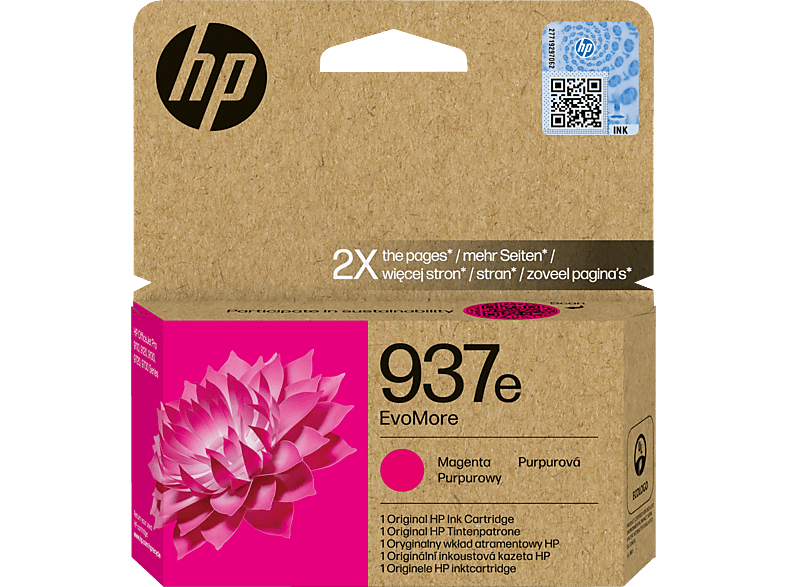 HP 937e EvoMore Cyan Original Druckerpatrone – Doppelte Reichweite, Nachhaltig, Für OfficeJet Pro