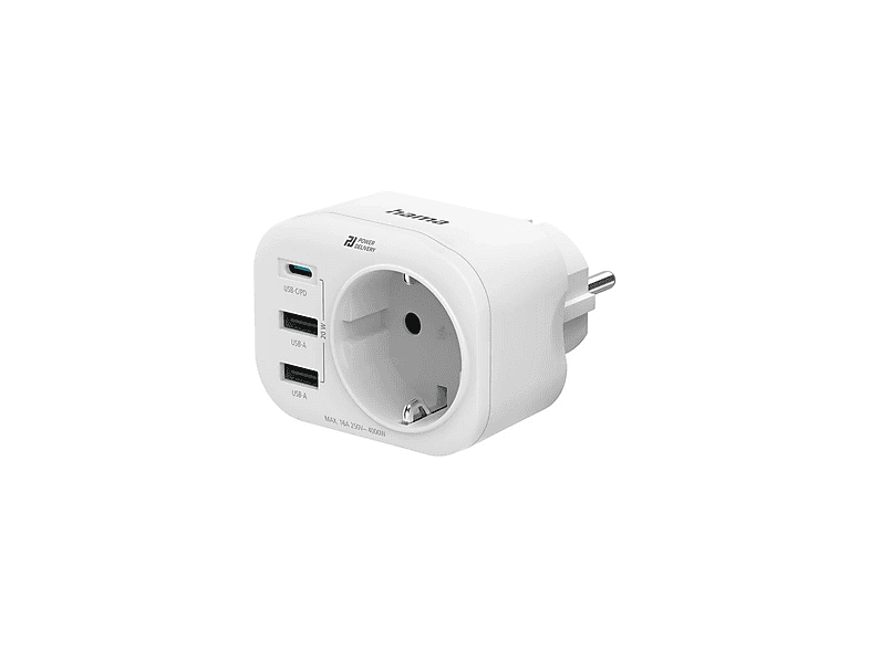 Gniazdo elektryczne HAMA z ładowarką USB 20W Power Delivery USB-C USB-A