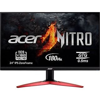 Monitor gaming - Acer Nitro KG241YM3, 23.8" Full HD, 1 ms, 180Hz, 2 x HDMI(2.0)+1 x DisplayPort(1.2)+SPK+Audio out, FreeSync Premium, Negro