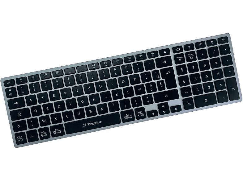 XTREMEMAC Wireless Aluminum (CH-Layout), Tastatur, Kabellos, Grau