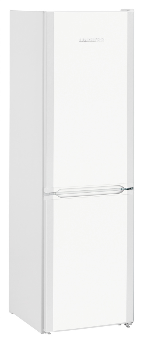 Weißer Liebherr Kühlschrank. Zwei Türen, hoch, vertikal, sauberes Design.