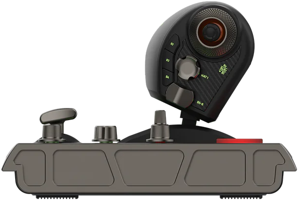 Gaming-Joystick mit mehreren Tasten und Bedienelementen.