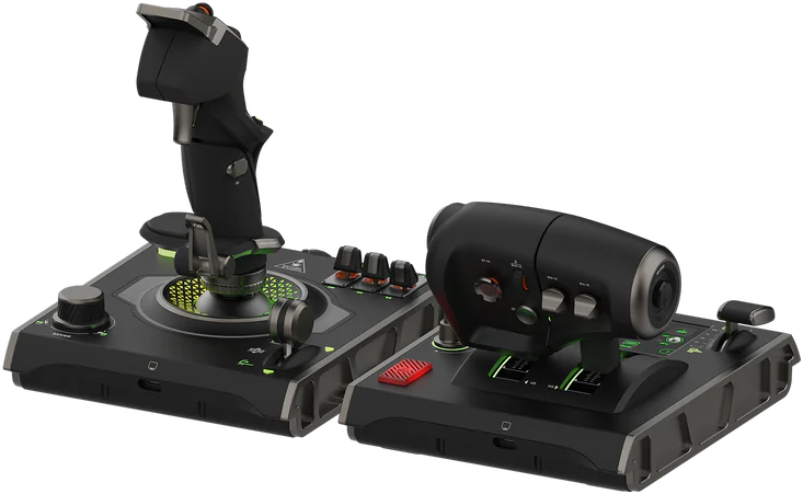 Gaming Flugsimulator-Steuerung mit Joystick und Schubregler.
