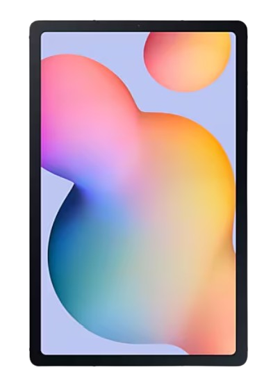 Tablet mit buntem, abstraktem Hintergrund auf dem Bildschirm.