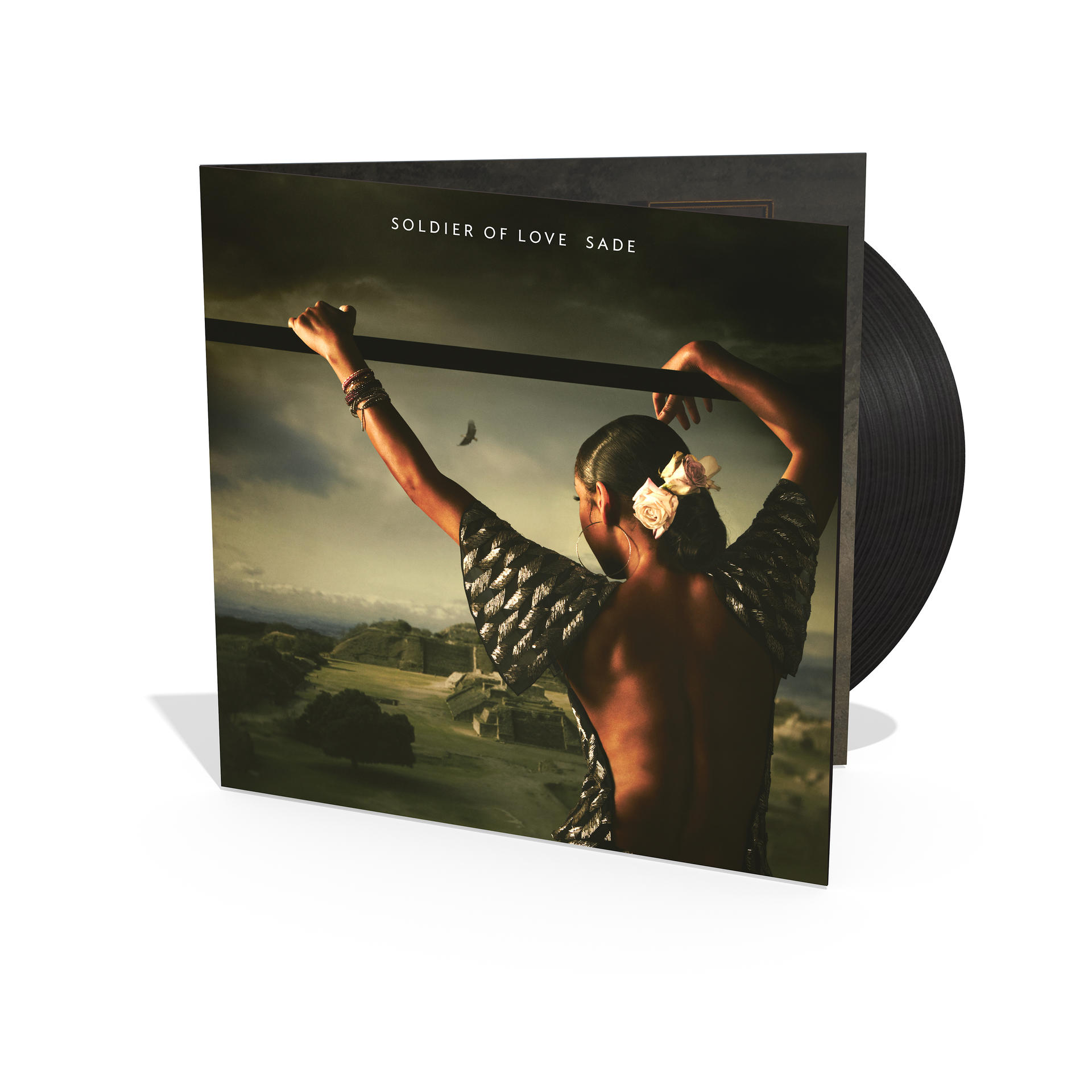 Pochette de l'album 'Soldier of Love' de Sade, vinyle visible.