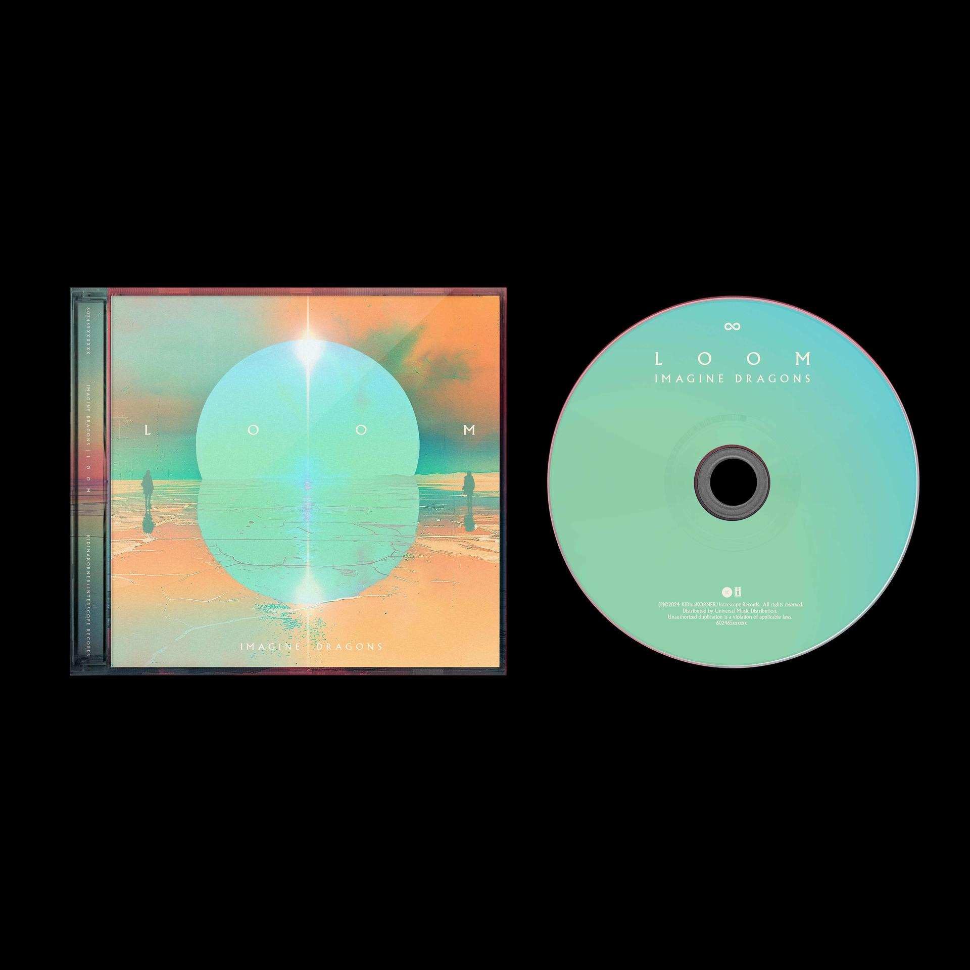 Das Albumcover und die CD des Albums Loom von Imagine Dragons.