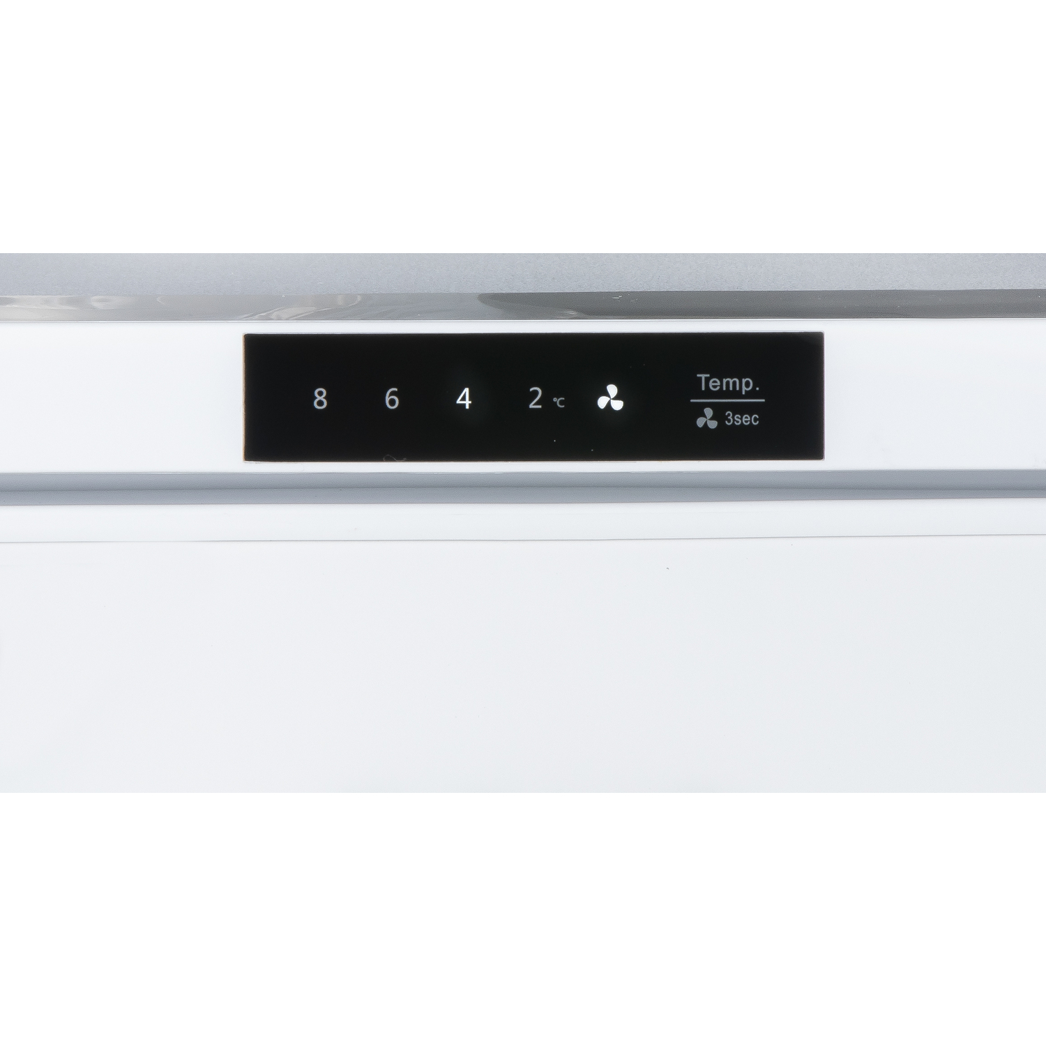 Refrigerator control panel. Numbers and temperature display visible. White background.