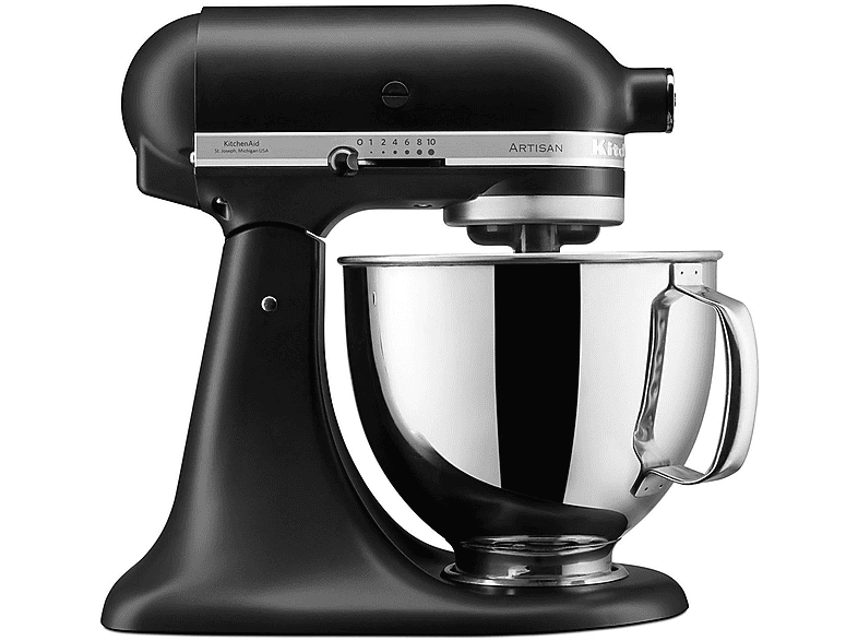 KitchenAid 5Ksm125Ebm Impastatrice Planetaria, 300 W, capacità ciotola 4,8 l, Matte black