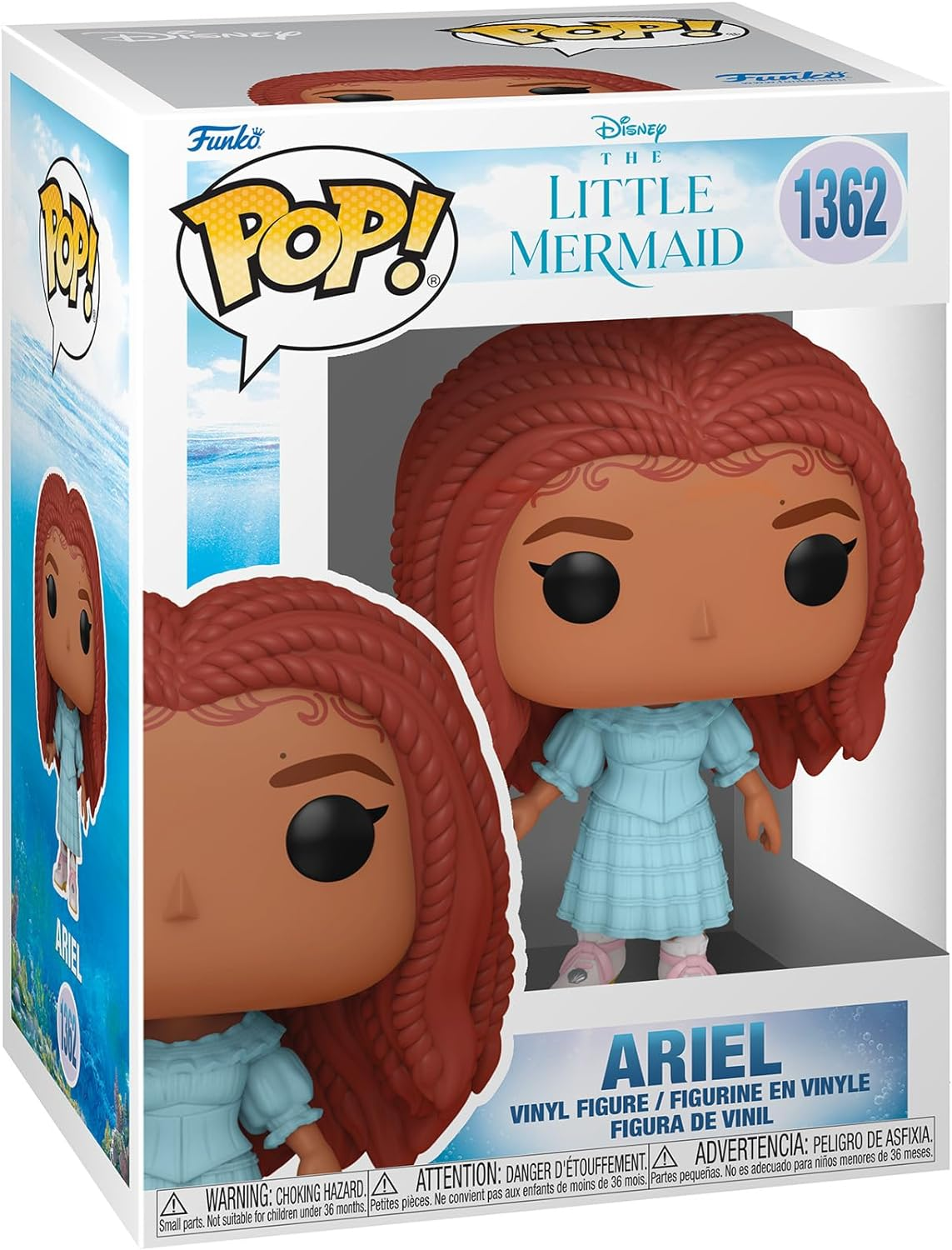 Ariel Funko Pop figura dobozban, a Kis hableányból, doboz Ariellel.