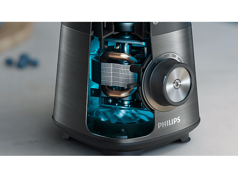 Batidora de vaso - Philips HR3040/00, 1200 W, 2 L, Cuchillas ProBlend Plus, Limpieza automática, Negro, Acero inoxidable – imagen 2