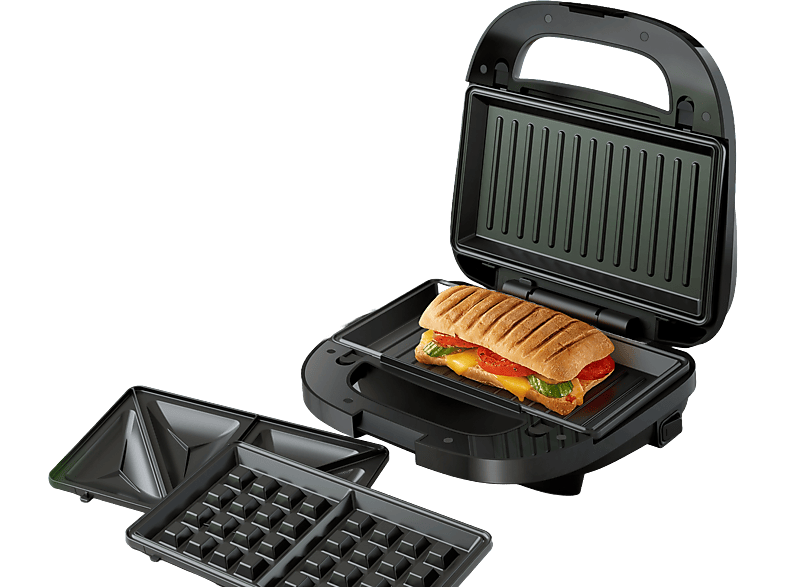 Sandwichera Philips HD2350 80 Sandwichera 3 en 1 750 W 2 sandwiches Acero inoxidable 3 placas intercambiables Negro
