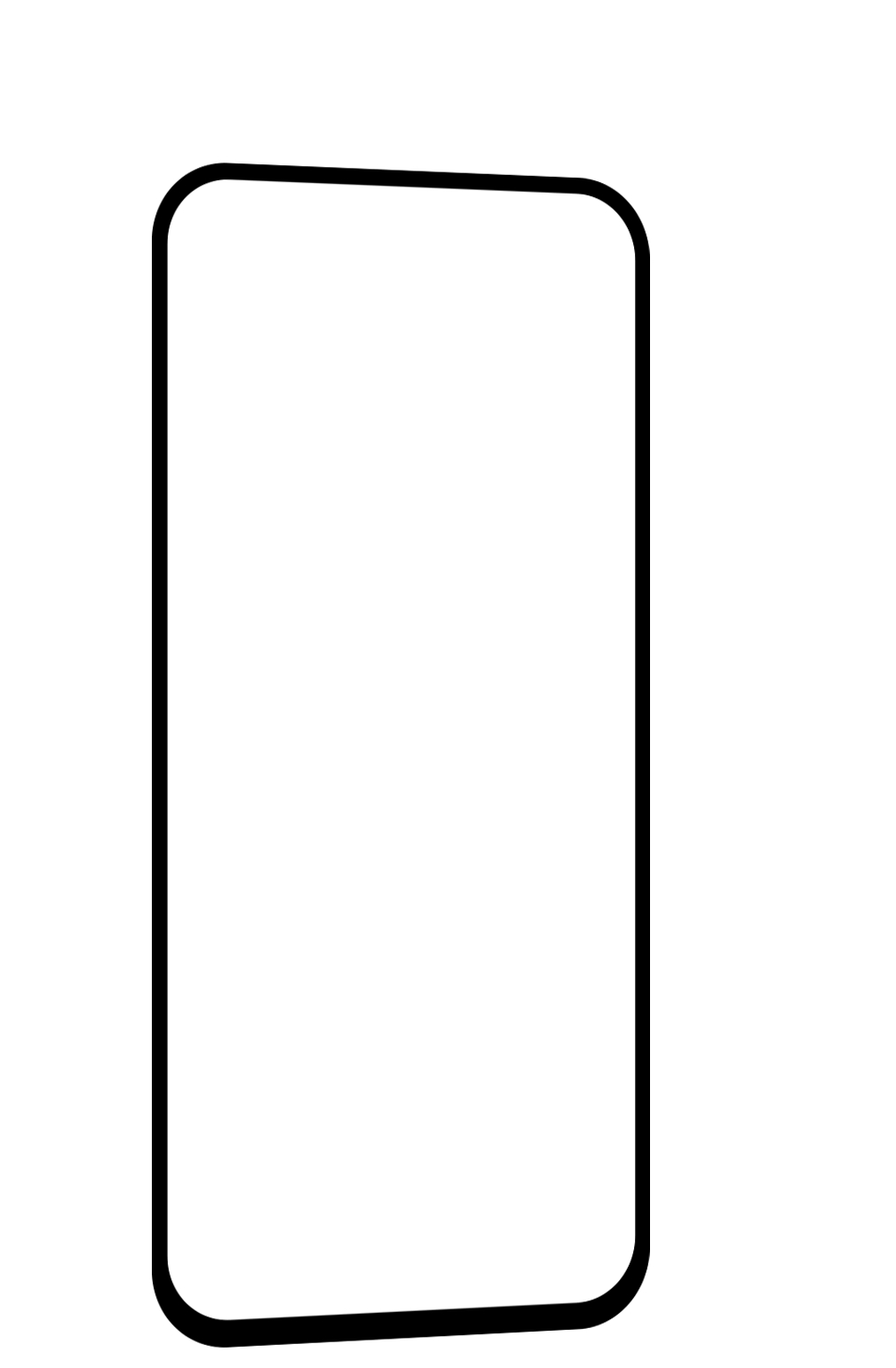 Smartphone-Umriss. Schwarzer Rand, weiß innen, vertikal.
