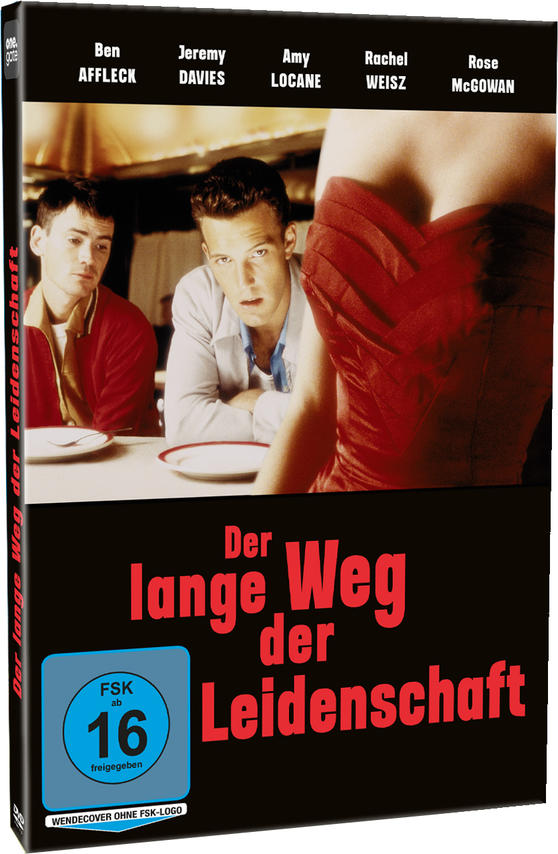 DVD-Hülle eines Films. Männer in einer Szene mit einer Frau in einem roten Kleid. Der Titel ist rot.