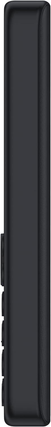 Una vista lateral de un dispositivo negro con varios botones, probablemente un teléfono móvil o similar.