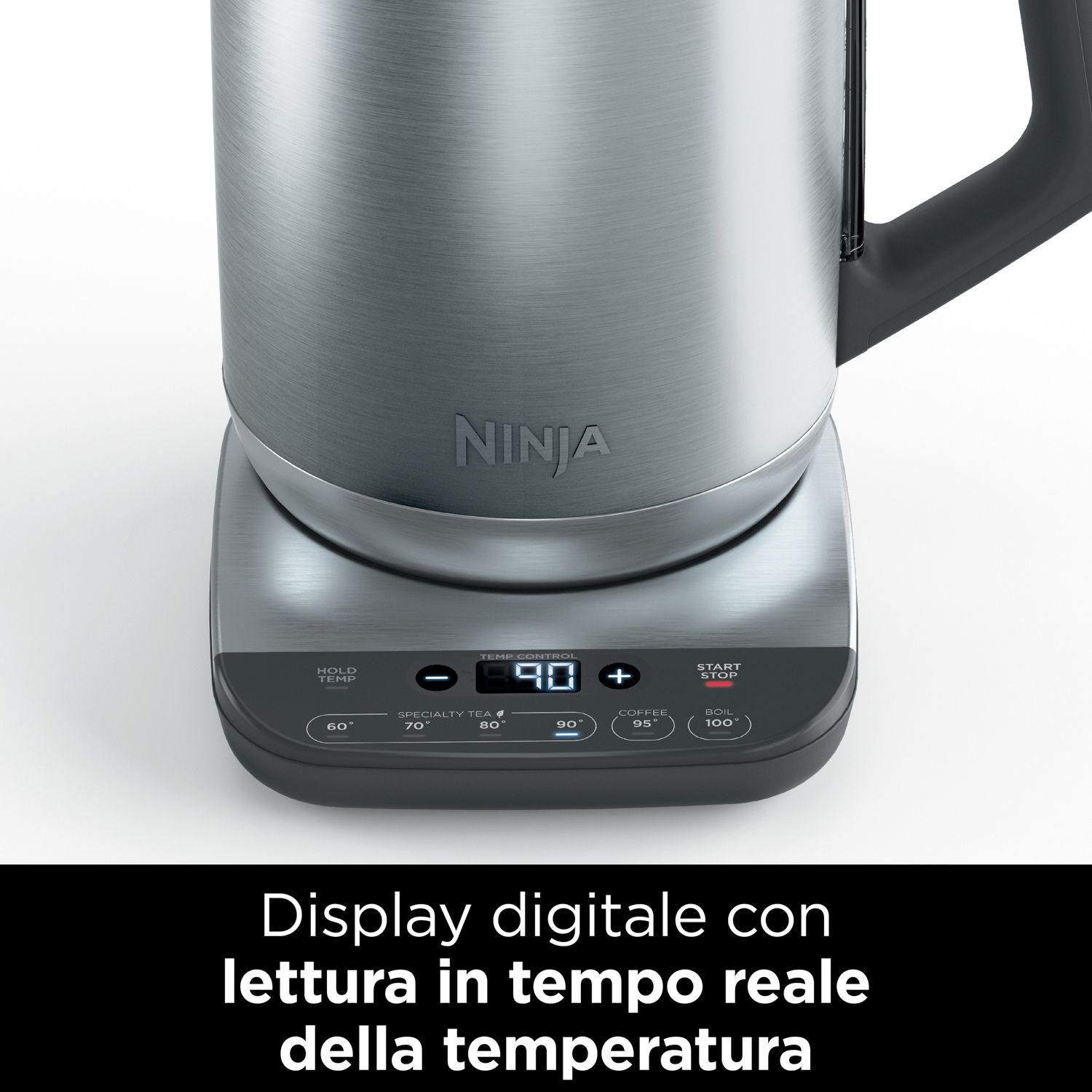 Una friggitrice ad aria Ninja grigia con display digitale e due cestelli.