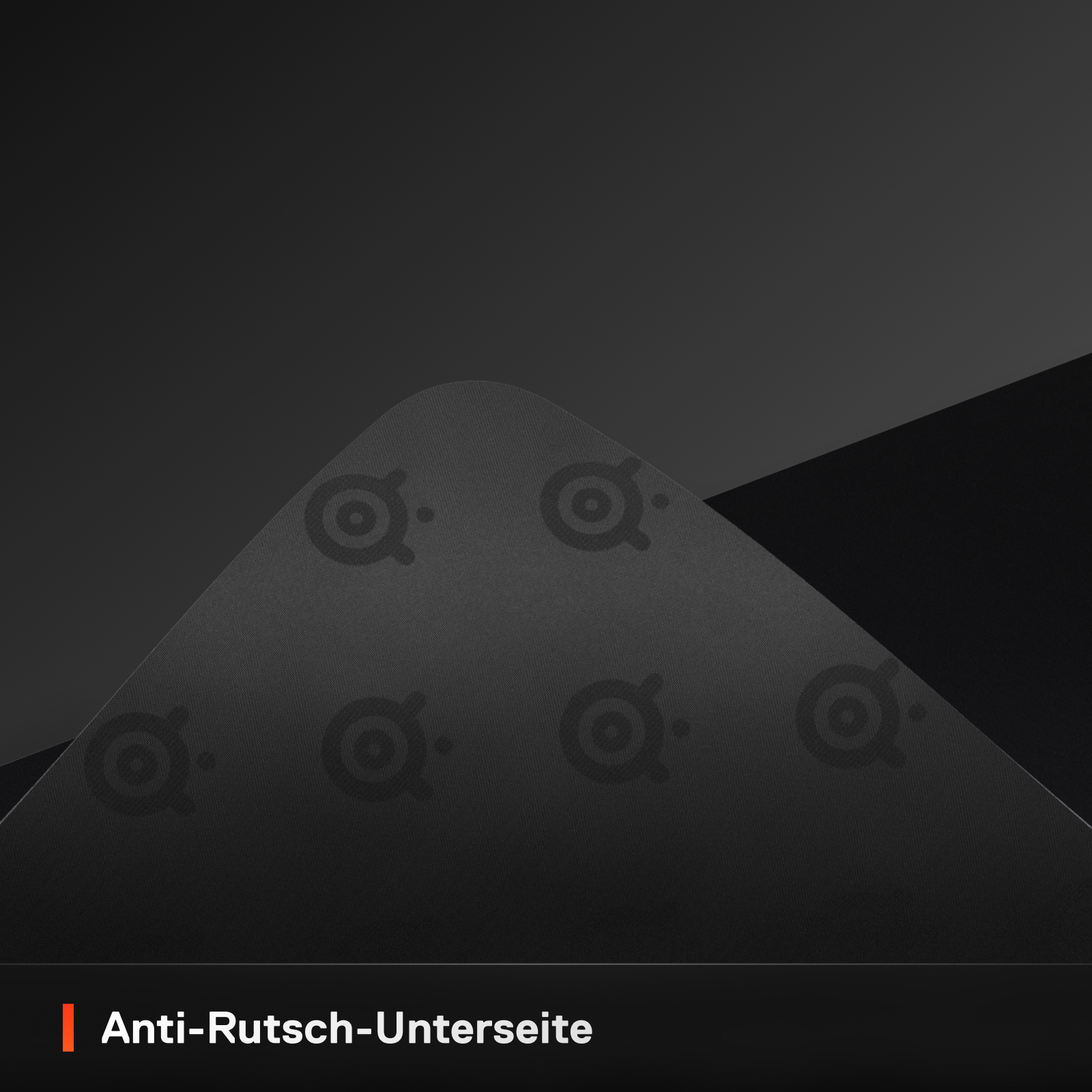 Schwarzes und graues Mauspad mit Logo.