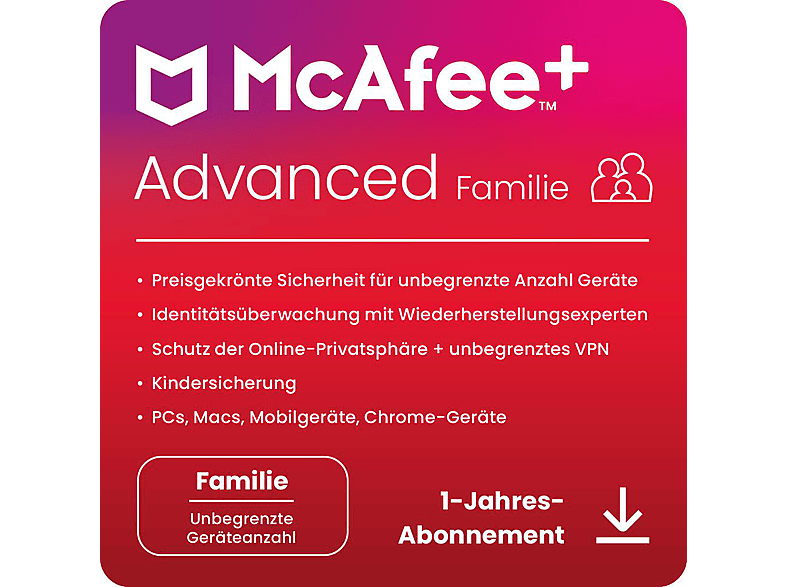 Mcafee advanced familie antivirus und internet sicherheitssoftware
