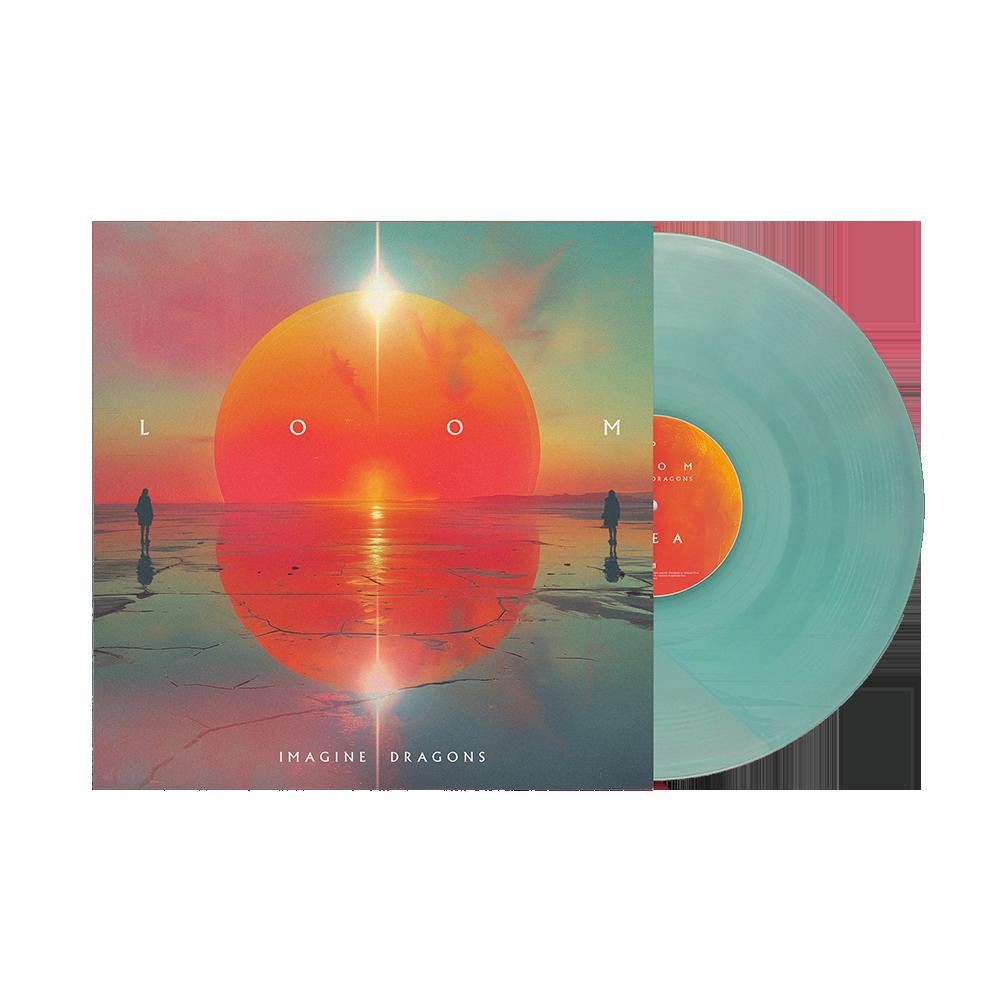 Imagine Dragons Albumcover und Vinyl-Schallplatte. Vinyl ist türkisfarben.