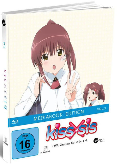 Ein Manga-Cover mit einem Mädchen, das zwei Finger hochhält. Der Titel ist auf Japanisch und Englisch.