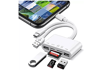 DAYTONA NK1032 Pro Type-C Lightning Usb-A To 2x Usb3.0 Sd Tf Pd Kart Okuyucu Çevirici Hub Adaptör_0