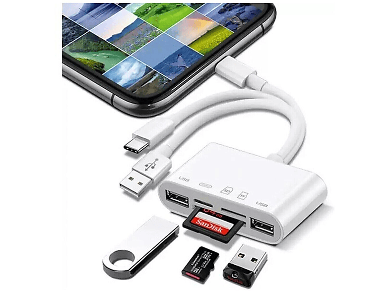 DAYTONA NK1032 Pro Type-C Lightning Usb-A To 2x Usb3.0 Sd Tf Pd Kart Okuyucu Çevirici Hub Adaptör