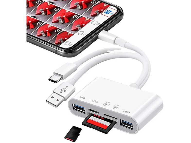 DAYTONA NK1032 Pro Type-C Lightning Usb-A To 2x Usb3.0 Sd Tf Pd Kart Okuyucu Çevirici Hub Adaptör_2