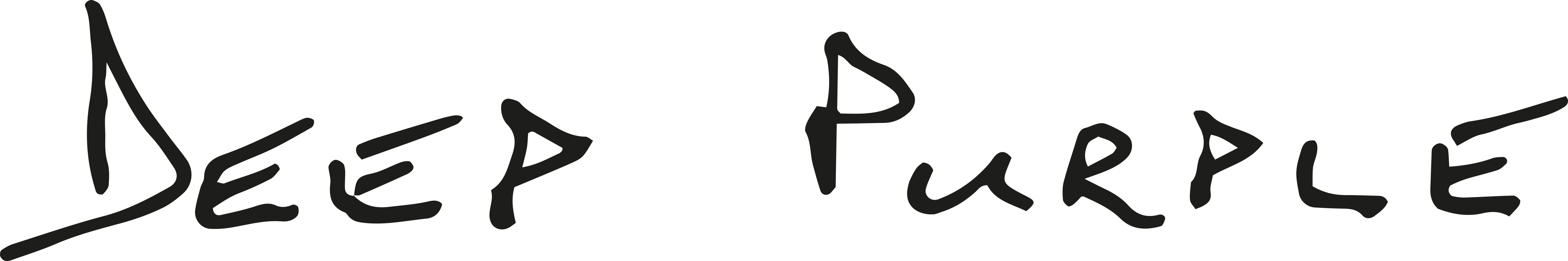 Das Deep Purple Logo in schwarzer, handschriftlicher Schriftart.